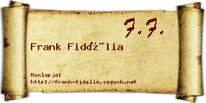 Frank Fidélia névjegykártya